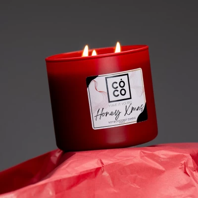 Aρωματικό κερί σόγιας & καρύδας HONEY XMAS (450g)