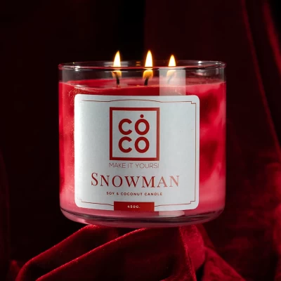 Aρωματικό κερί σόγιας & καρύδας SNOWMAN glow edition (450g)