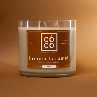 Aρωματικό κερί σόγιας & καρύδας FRENCH CARAMEL (450g)
