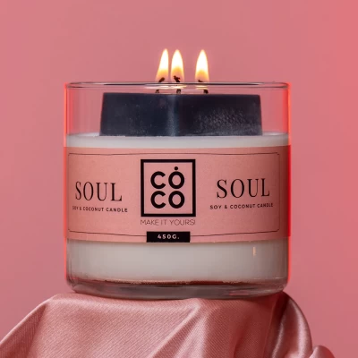Aρωματικό κερί σόγιας & καρύδας SOUL (450g)