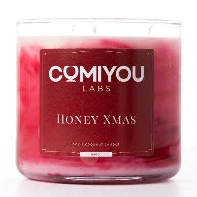 Aρωματικό κερί σόγιας & καρύδας HONEY XMAS (450g)