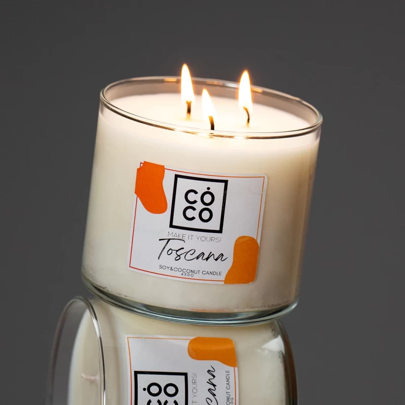 Aρωματικό κερί σόγιας & καρύδας TOSCANA (450g)