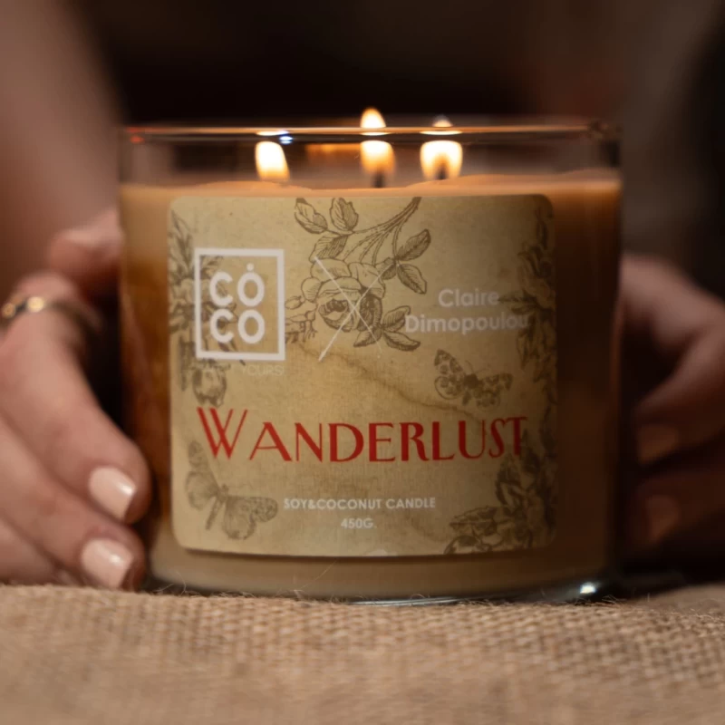 Aρωματικό κερί σόγιας & καρύδας WANDERLUST X CLAIRE DIMOPOULOU (450g)