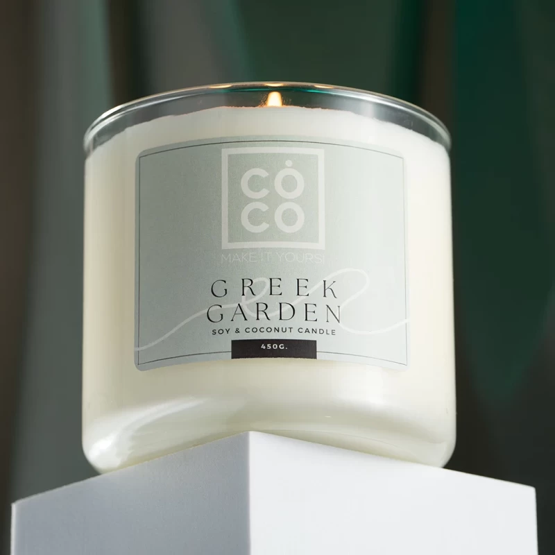 Aρωματικό κερί σόγιας & καρύδας GREEK GARDEN (450g)